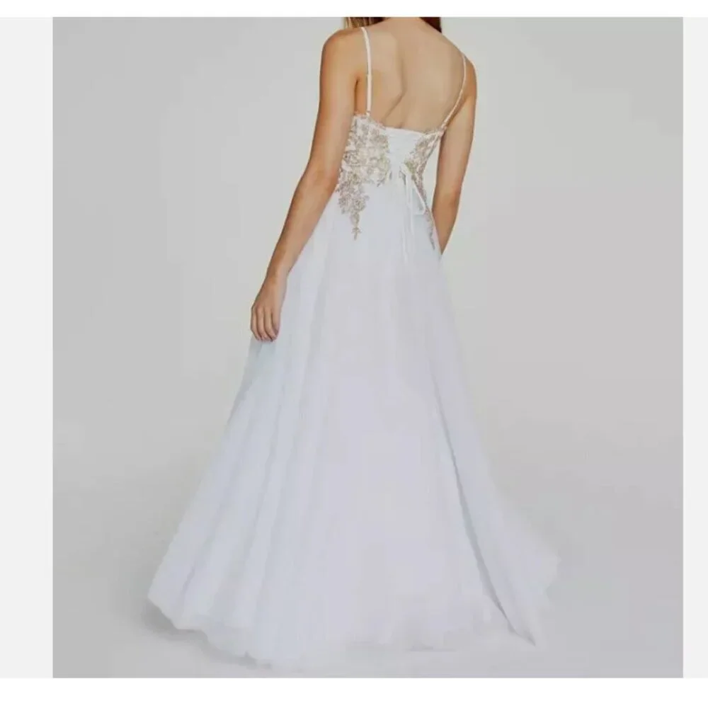 Say Yes to the Prom Dress White Gold Embellished Dress Size 17 NWT